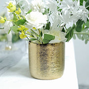 2 Round 5" Metallic Ceramic Flower Plant Pots Succulent Planters - Gold PLNT_CERM_002_M_GOLD