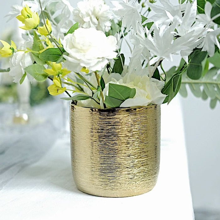 2 Round 5" Metallic Ceramic Flower Plant Pots Succulent Planters - Gold PLNT_CERM_002_M_GOLD