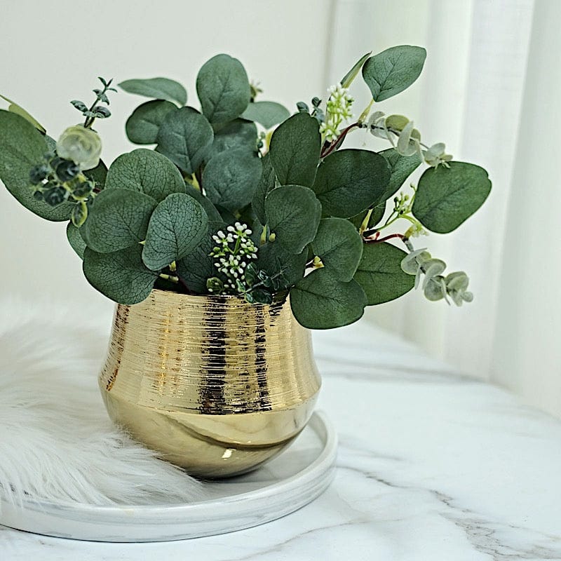 ceramic succulent planters 2 Gold 6 in Round Textured Ceramic Succulent Planters Flower Pots