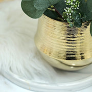 2 Round 6" Textured Ceramic Flower Plant Pots Succulent Planters - Gold PLNT_CERM_003_M_GOLD