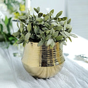 2 Round 6" Textured Ceramic Flower Plant Pots Succulent Planters - Gold PLNT_CERM_003_M_GOLD