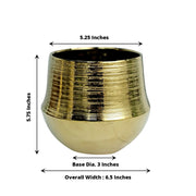 2 Round 6" Textured Ceramic Flower Plant Pots Succulent Planters - Gold PLNT_CERM_003_M_GOLD