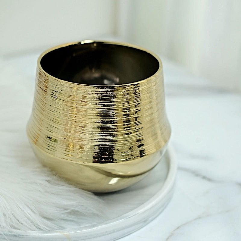 gold succulent pots 2 Gold 6 in Round Textured Ceramic Succulent Planters Flower Pots
