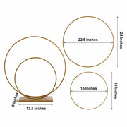 2 Round Metal Floral Hoops Standing Wreath Rings Set - Gold WOD_HOPMET3_1624_GOLD