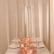 2 Round Tall Cylinder Glass Flower Vases Centerpieces - Clear