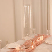 2 Round Tall Cylinder Glass Flower Vases Centerpieces - Clear