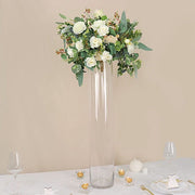 2 Round Tall Cylinder Glass Flower Vases Centerpieces - Clear