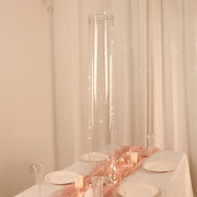 2 Round Tall Cylinder Glass Flower Vases Centerpieces - Clear