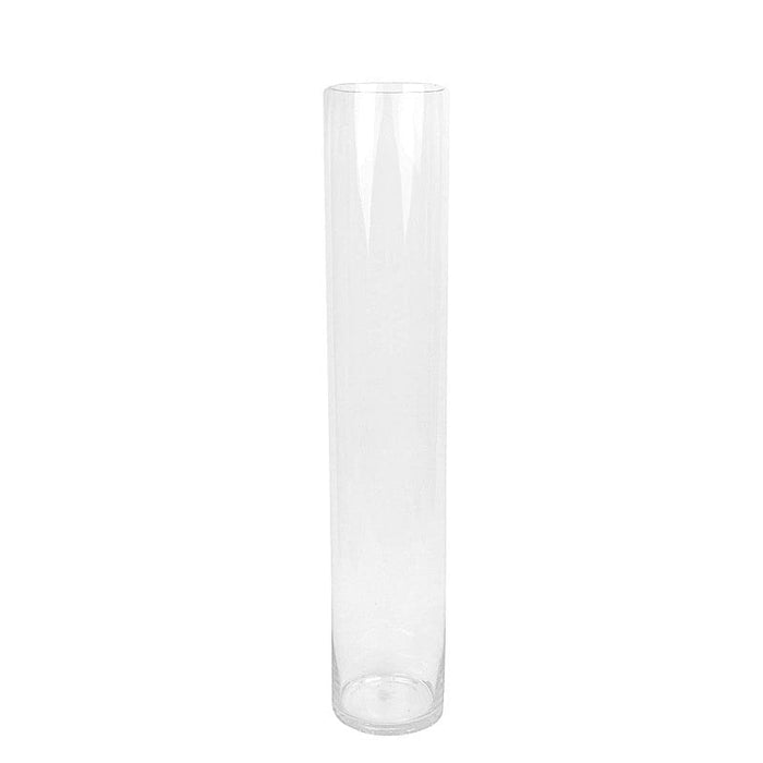 2 Round Tall Cylinder Glass Flower Vases Centerpieces - Clear VASE_A3_32