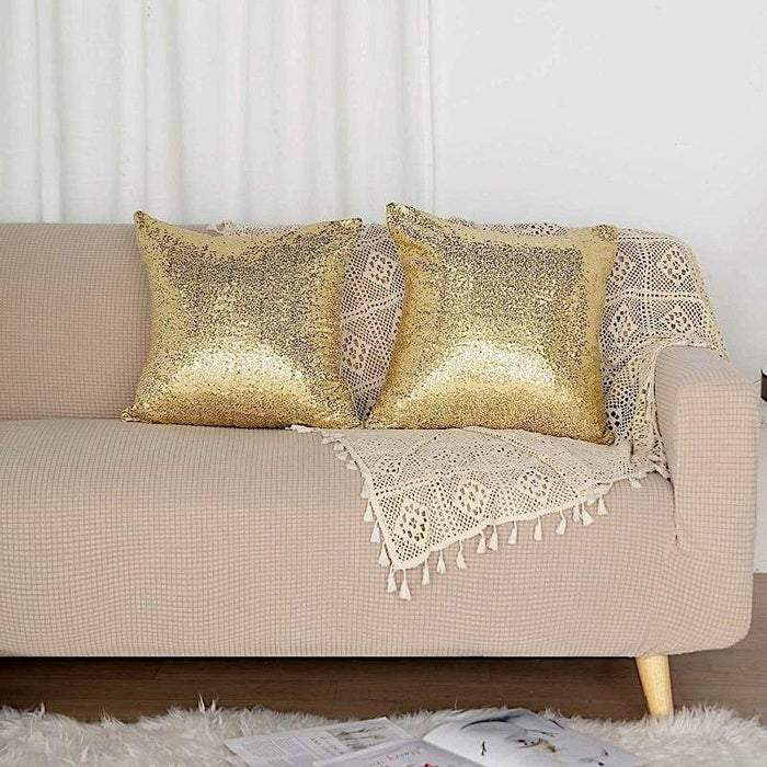 2 Sequin 18" x 18" Throw Pillow Covers Decorative Square Cushion Cases FURN_PLW_0201_18_CHMP