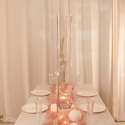 2 Square Tall Cylinder Glass Flower Vases Centerpieces - Clear