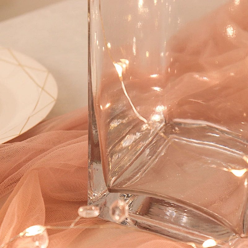 2 Square Tall Cylinder Glass Flower Vases Centerpieces - Clear