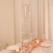 2 Square Tall Cylinder Glass Flower Vases Centerpieces - Clear