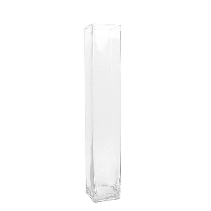2 Square Tall Cylinder Glass Flower Vases Centerpieces - Clear VASE_A6_28
