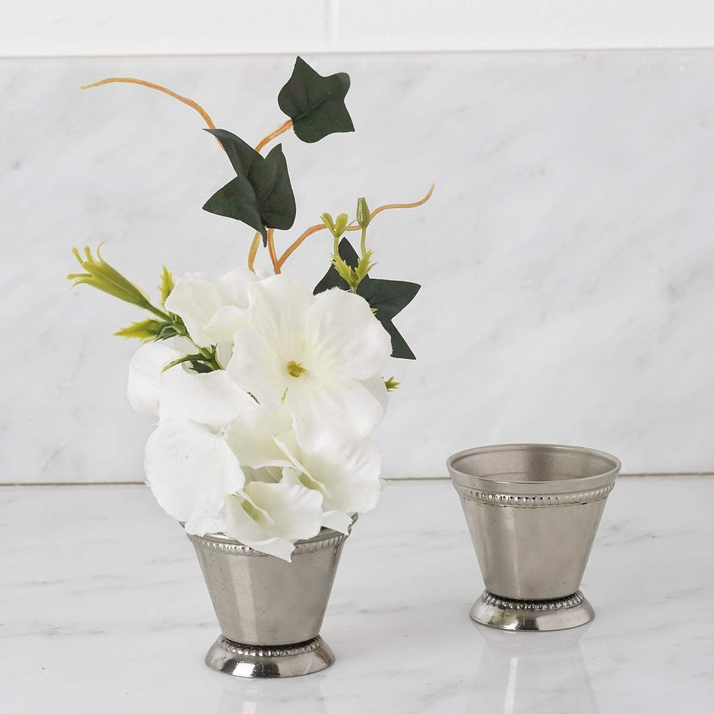 2" tall Small Mint Julep Cup Vase Silver Light Gray — LeilaniWholesale