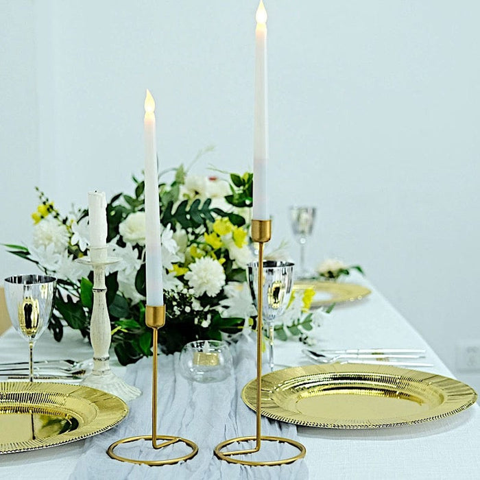 2 Taper Candle Holders Candleholder with Ring Base - Gold IRON_CAND_TP003_SET_GOLD