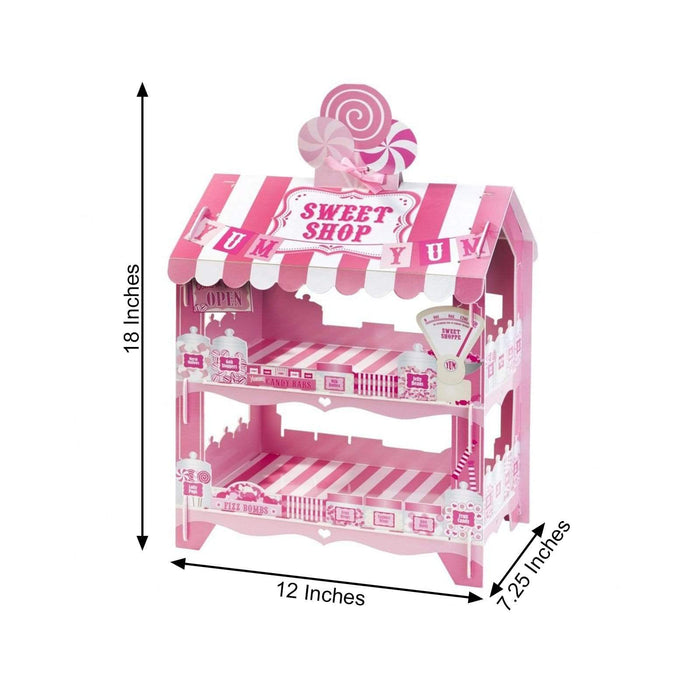 2 Tier 18" tall Cardboard Sweet Shop Cupcake Stand Dessert Holder - White and Pink CAKE_CARB008_SHOP