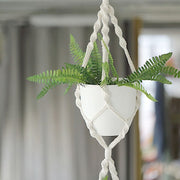 2 Tier Cotton Rope Macrame Indoor Pot Holder Planter Hanger - Ivory PLNT_HANG_COT_002_WHT