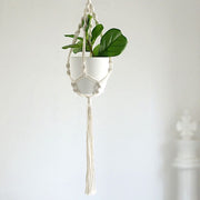 2 Tier Cotton Rope Macrame Indoor Pot Holder Planter Hanger - Ivory PLNT_HANG_COT_002_WHT