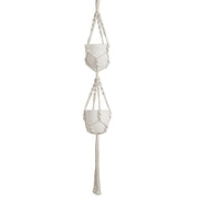 2 Tier Cotton Rope Macrame Indoor Pot Holder Planter Hanger - Ivory PLNT_HANG_COT_002_WHT