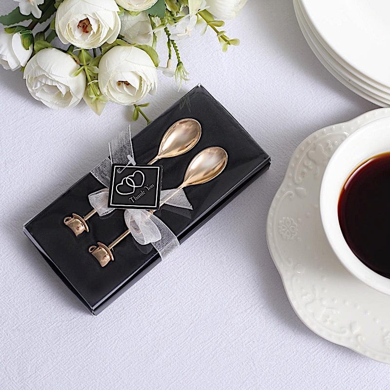 2 Wedding Metal Couple Coffee Spoon in Gift Favor Boxes
