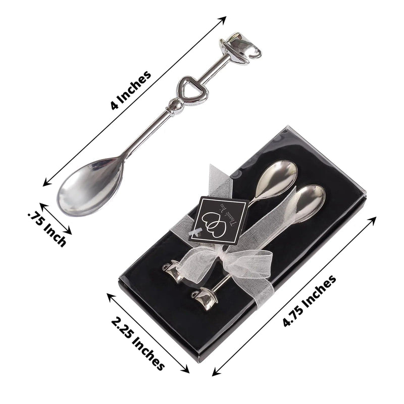 2 Wedding Metal Couple Coffee Spoon in Gift Favor Boxes