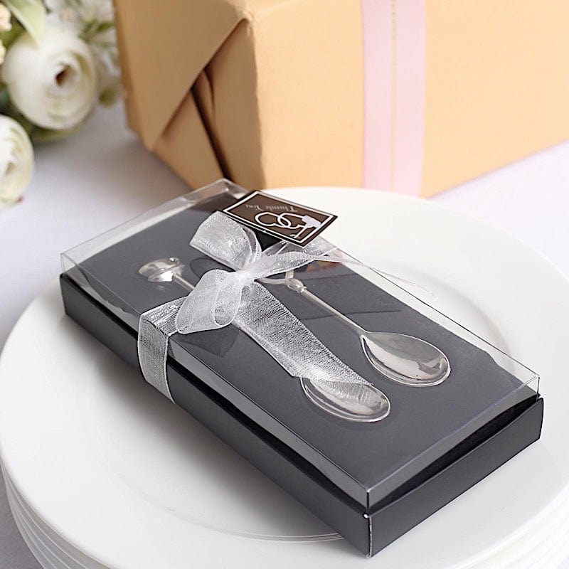 2 Wedding Metal Couple Coffee Spoon in Gift Favor Boxes