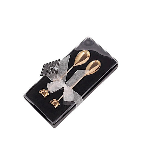 2 Wedding Metal Couple Coffee Spoon in Gift Favor Boxes FAV_GF_ST_007_GOLD