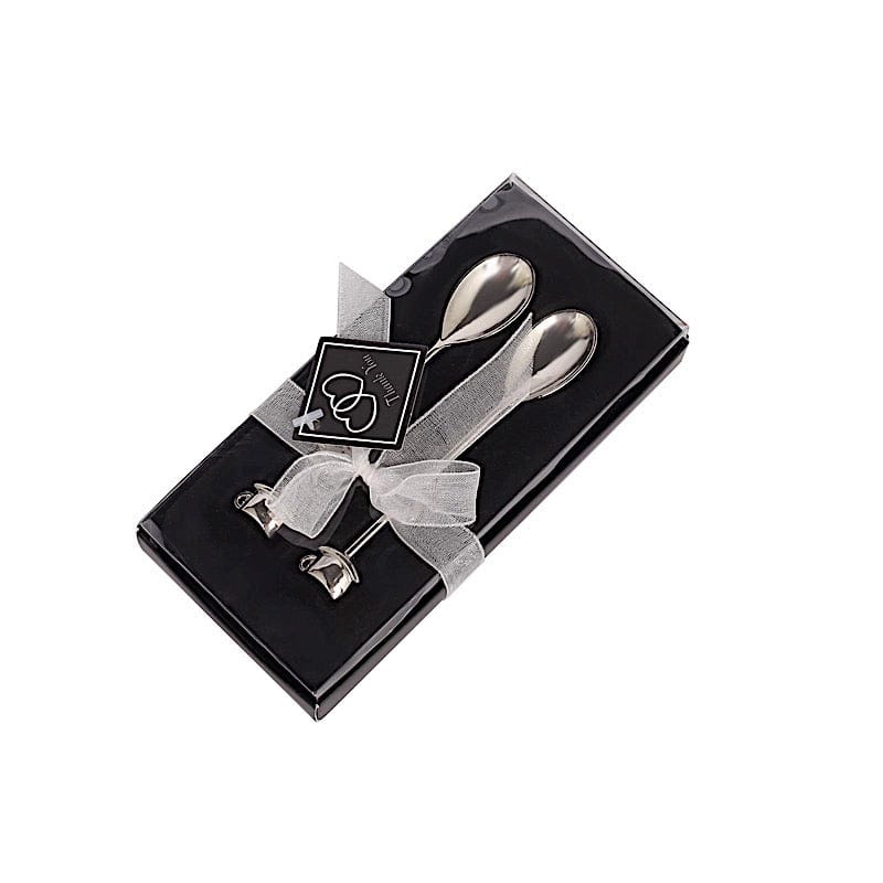 2 Wedding Metal Couple Coffee Spoon in Gift Favor Boxes FAV_GF_ST_007_SILV