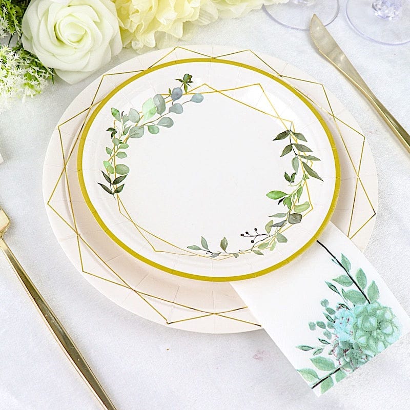 20 Floral 13" x 13" Dinner Paper Napkins - White and Green NAP_BEV05_ARTI