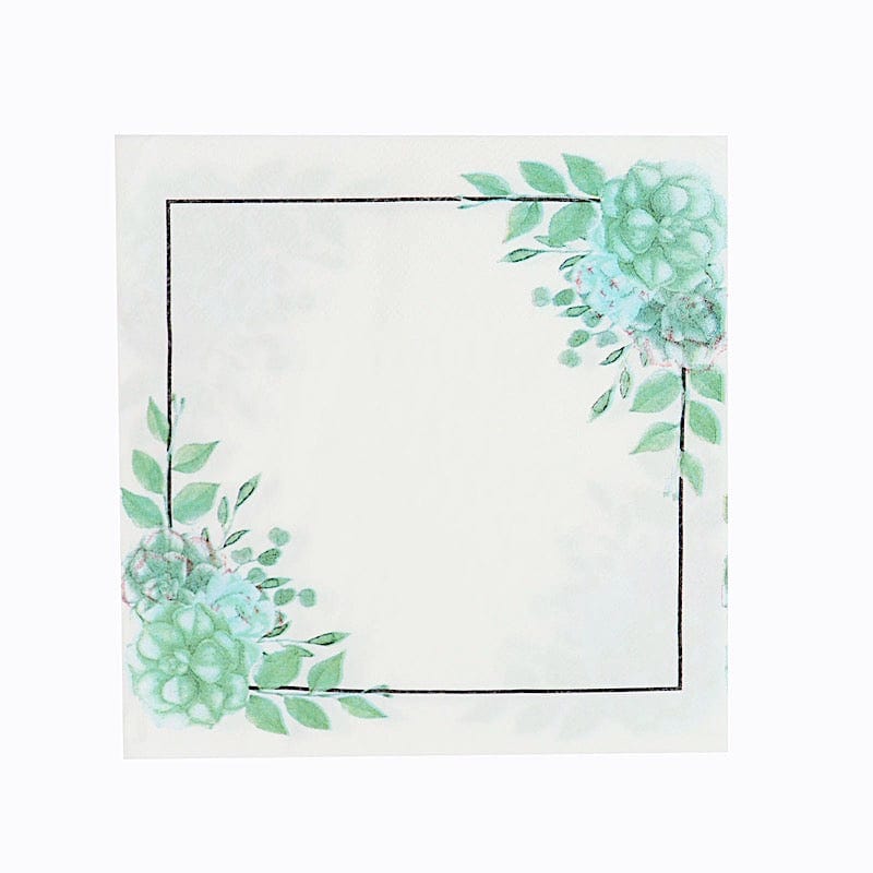 20 Floral 13" x 13" Dinner Paper Napkins - White and Green NAP_BEV05_ARTI