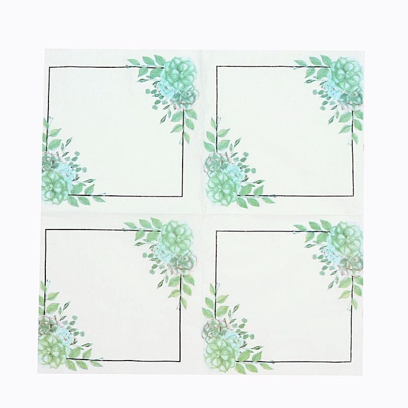 20 Floral 13" x 13" Dinner Paper Napkins - White and Green NAP_BEV05_ARTI