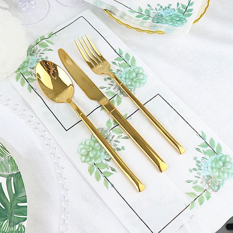 20 Floral 13" x 13" Dinner Paper Napkins - White and Green NAP_BEV05_ARTI