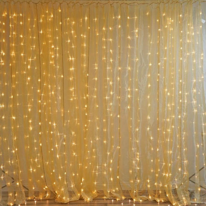 20 ft x 10 ft LED Lights on Organza Backdrop - Gold — LeilaniWholesale