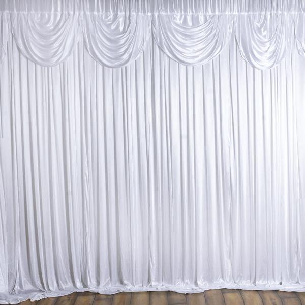 20 ft x 10 ft Satin Valance Classic Backdrop - White BKDP_06_WHT