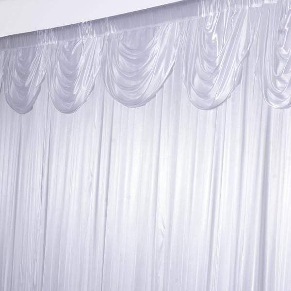 20 ft x 10 ft Satin Valance Classic Backdrop - White BKDP_06_WHT