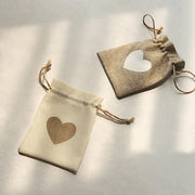 20 Heart Design Faux Burlap Wedding Favor Bags Gift Holders  - Natural and Ivory BAG_JUTE04_4X5_MIX