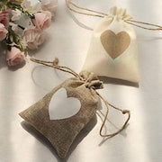 20 Heart Design Faux Burlap Wedding Favor Bags Gift Holders  - Natural and Ivory BAG_JUTE04_4X5_MIX