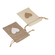 20 Heart Design Faux Burlap Wedding Favor Bags Gift Holders  - Natural and Ivory BAG_JUTE04_4X5_MIX