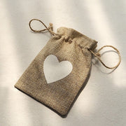 20 Heart Design Faux Burlap Wedding Favor Bags Gift Holders  - Natural and Ivory BAG_JUTE04_4X5_MIX