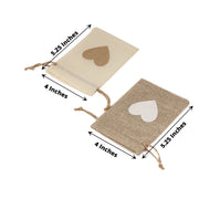 20 Heart Design Faux Burlap Wedding Favor Bags Gift Holders  - Natural and Ivory BAG_JUTE04_4X5_MIX