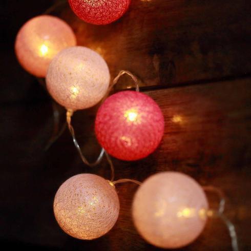 20 LED Cotton Globe Battery Operated String Lights