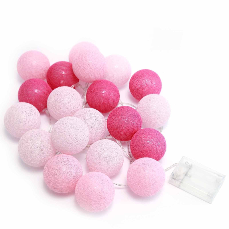 20 LED Cotton Globe Battery Operated String Lights LEDSTR25_046