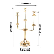 20" Metal 3 Arm Candelabra Taper Candle Holder Centerpiece - Gold IRON_CAND_TP013_3_GOLD