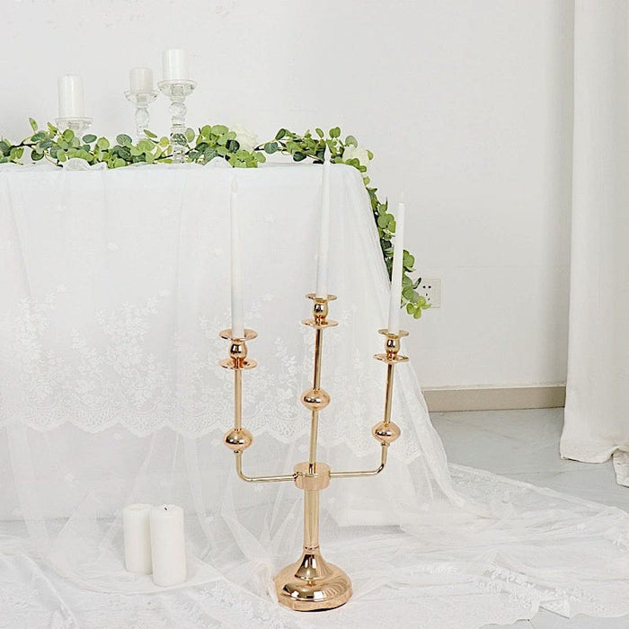 20" Metal 3 Arm Candelabra Taper Candle Holder Centerpiece - Gold IRON_CAND_TP013_3_GOLD
