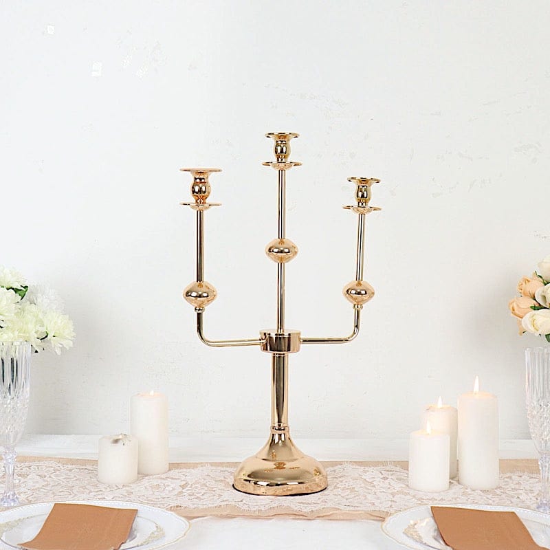 20" Metal 3 Arm Candelabra Taper Candle Holder Centerpiece - Gold IRON_CAND_TP013_3_GOLD