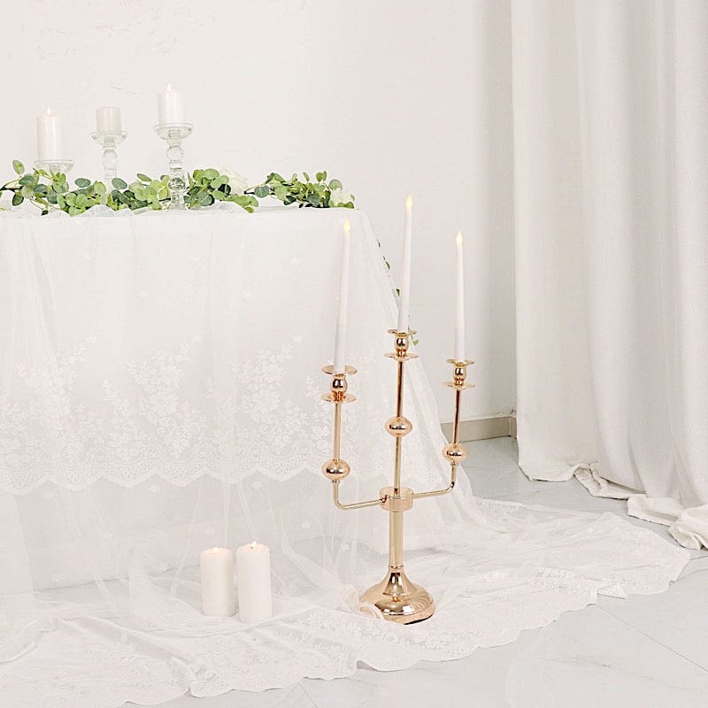 20" Metal 3 Arm Candelabra Taper Candle Holder Centerpiece - Gold IRON_CAND_TP013_3_GOLD