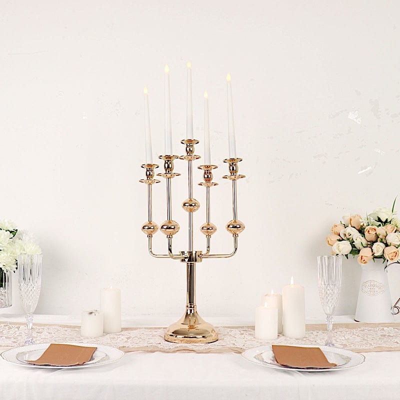20" Metal 5 Arm Candelabra Taper Candle Holder Centerpiece - Gold IRON_CAND_TP013_5_GOLD
