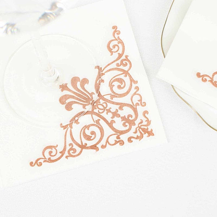 20 pcs 10" x 10" Paper Cocktail Napkins with Metallic Fleur Design