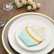 20 pcs 11" x 9" Paper Beverage Cocktail Napkins with Cupcake Design - White and Orange NAP_BEV04_CAKE